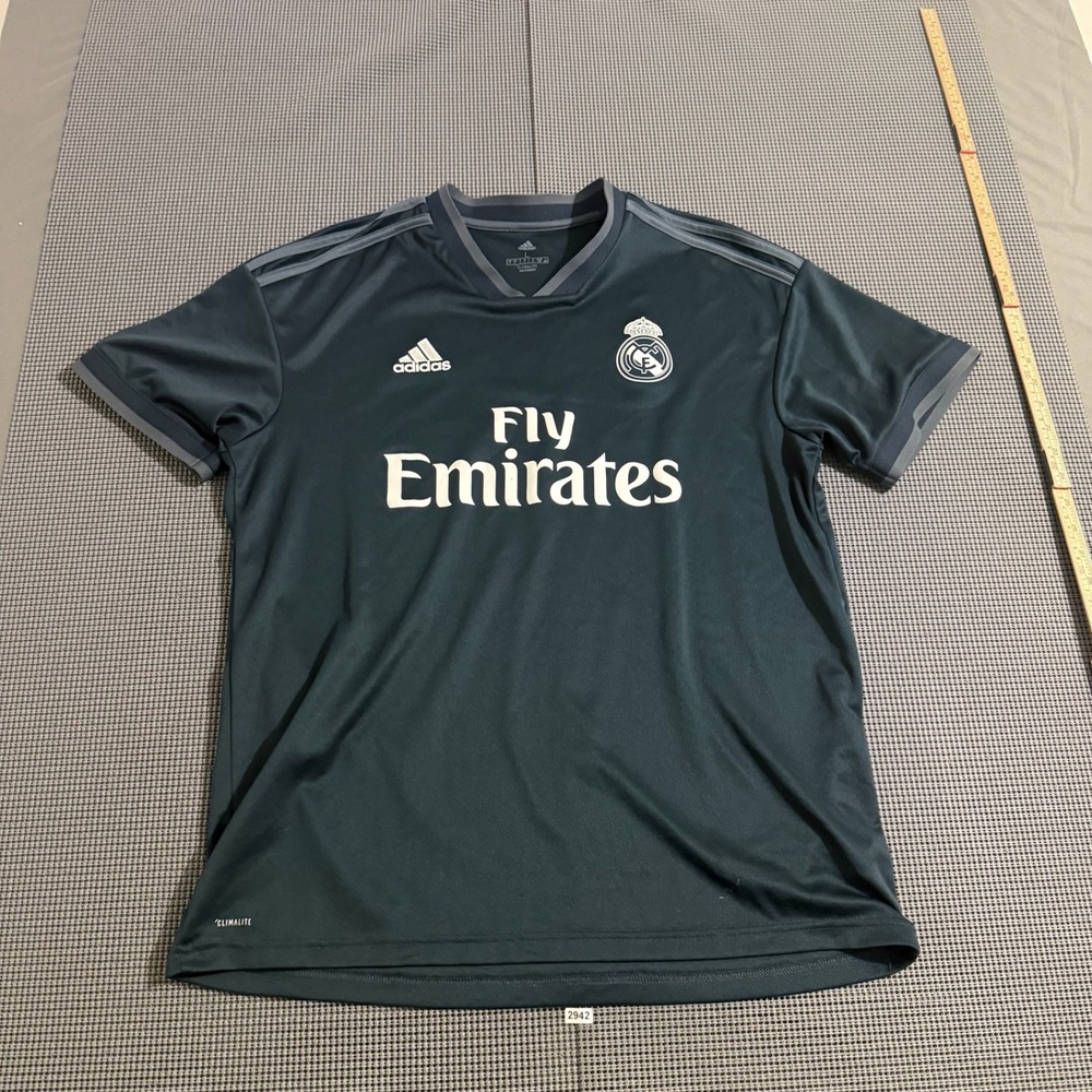 Adidas Real Madrid Climalite Soccer Jersey Grey Mens Size L Fly Emirates